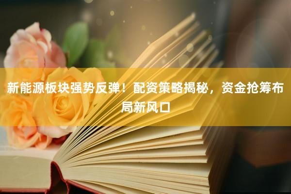 新能源板块强势反弹！配资策略揭秘，资金抢筹布局新风口