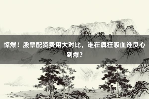 惊爆！股票配资费用大对比，谁在疯狂吸血谁良心到爆？