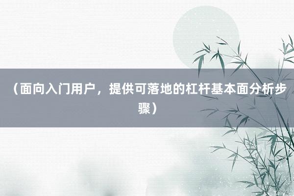 （面向入门用户，提供可落地的杠杆基本面分析步骤）