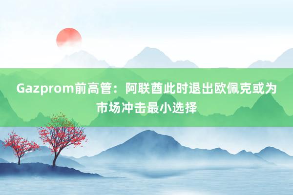 Gazprom前高管:阿联酋此时退出欧佩克或为市场冲击最小选择
