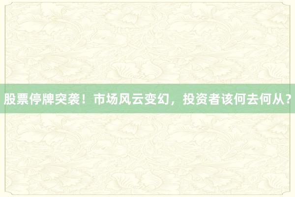 股票停牌突袭！市场风云变幻，投资者该何去何从？