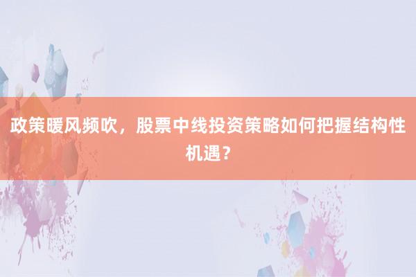 政策暖风频吹，股票中线投资策略如何把握结构性机遇？
