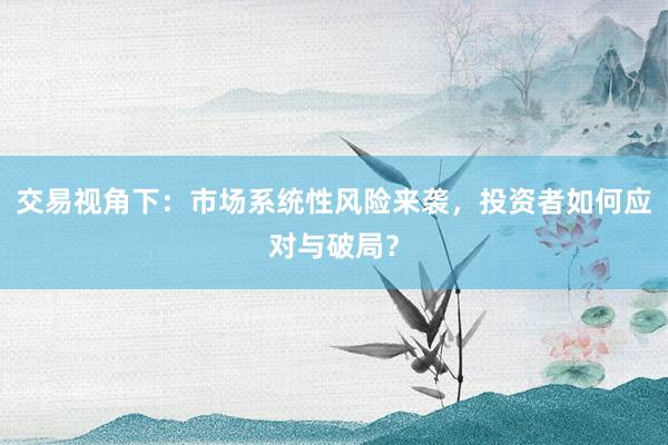 交易视角下：市场系统性风险来袭，投资者如何应对与破局？