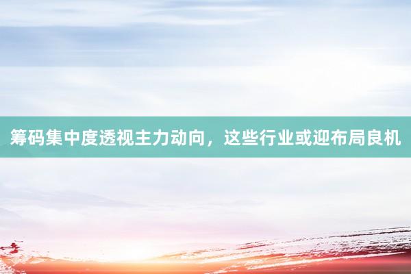 筹码集中度透视主力动向，这些行业或迎布局良机