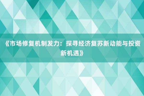 《市场修复机制发力：探寻经济复苏新动能与投资新机遇》