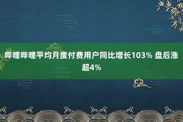 哔哩哔哩平均月度付费用户同比增长103% 盘后涨超4%