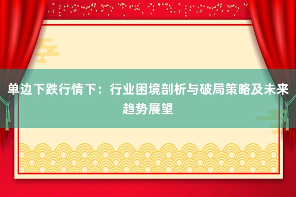 单边下跌行情下：行业困境剖析与破局策略及未来趋势展望