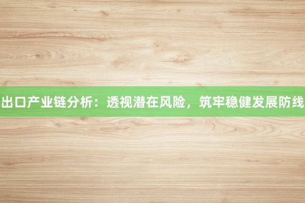 出口产业链分析:透视潜在风险,筑牢稳健发展防线