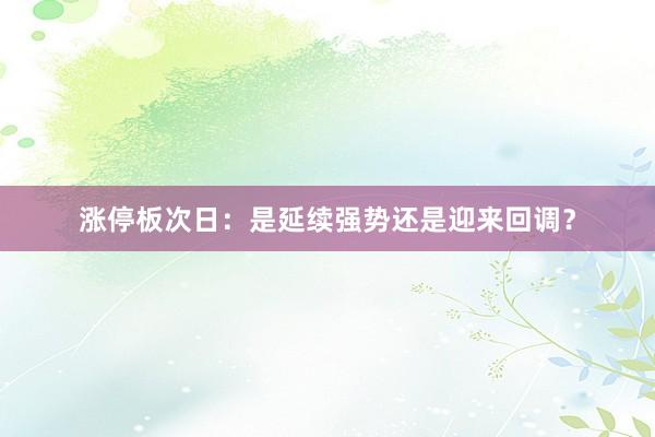 涨停板次日：是延续强势还是迎来回调？