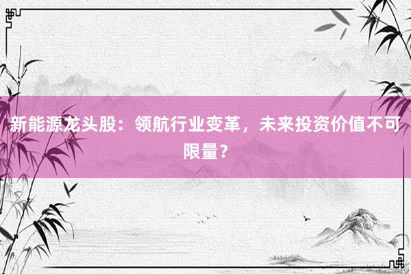 新能源龙头股：领航行业变革，未来投资价值不可限量？