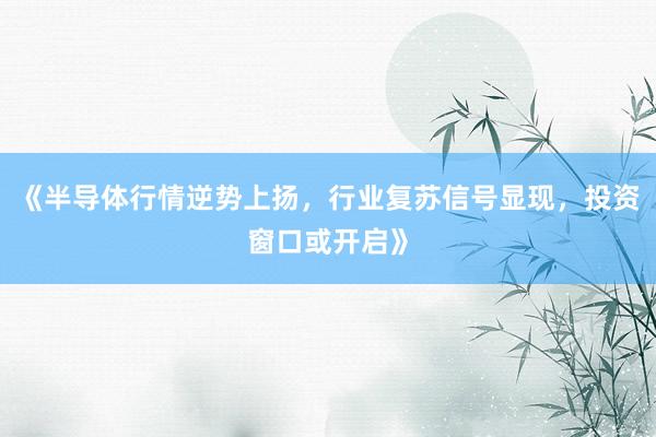 《半导体行情逆势上扬，行业复苏信号显现，投资窗口或开启》