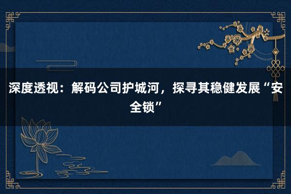深度透视：解码公司护城河，探寻其稳健发展“安全锁”