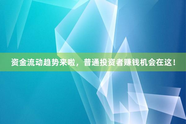 资金流动趋势来啦，普通投资者赚钱机会在这！