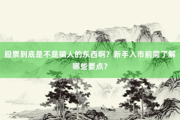 股票到底是不是骗人的东西啊？新手入市前需了解哪些要点？