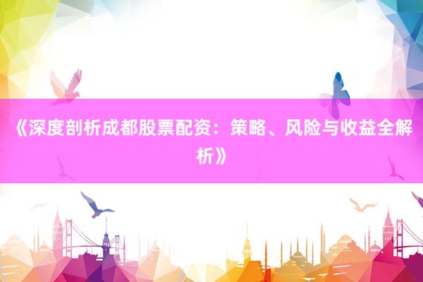 《深度剖析成都股票配资:策略、风险与收益全解析》
