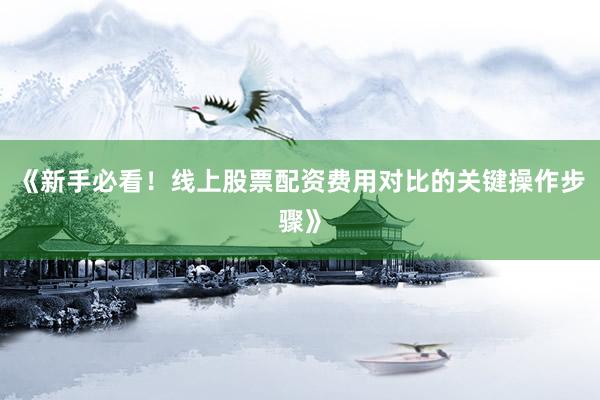 《新手必看!线上股票配资费用对比的关键操作步骤》