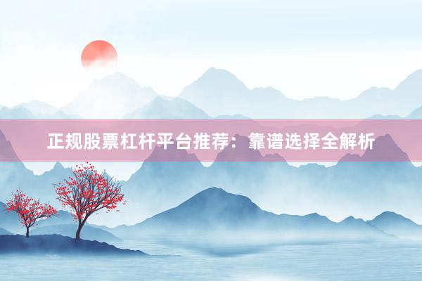 正规股票杠杆平台推荐：靠谱选择全解析