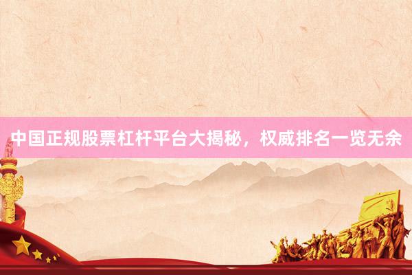 中国正规股票杠杆平台大揭秘，权威排名一览无余