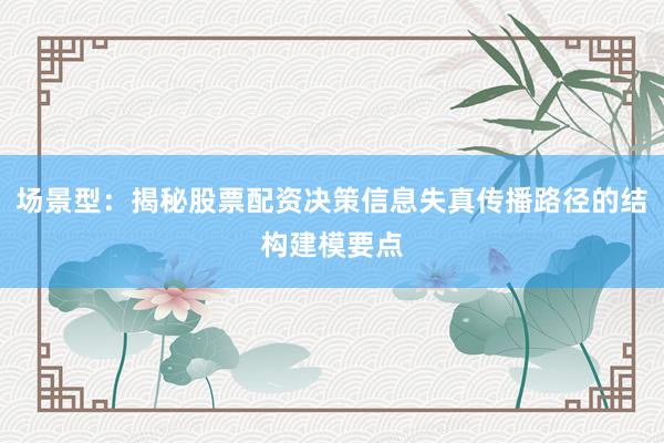 场景型：揭秘股票配资决策信息失真传播路径的结构建模要点