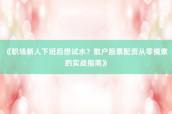 《职场新人下班后想试水？散户股票配资从零摸索的实战指南》