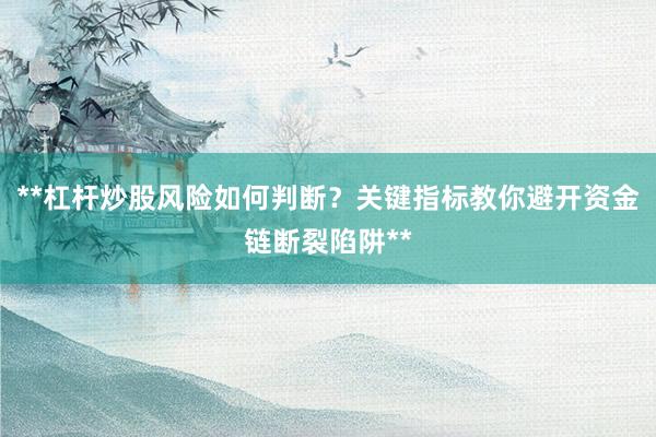 **杠杆炒股风险如何判断？关键指标教你避开资金链断裂陷阱**