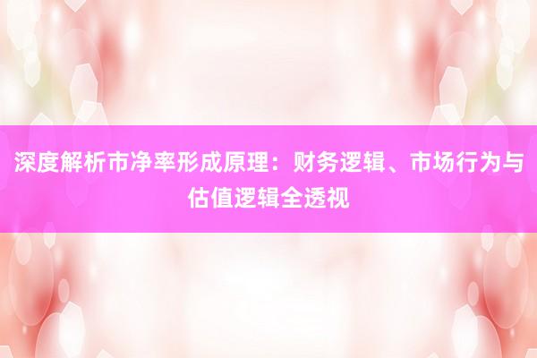 深度解析市净率形成原理：财务逻辑、市场行为与估值逻辑全透视