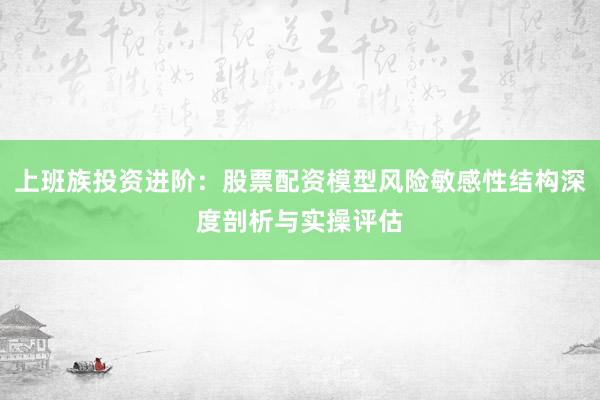 上班族投资进阶：股票配资模型风险敏感性结构深度剖析与实操评估