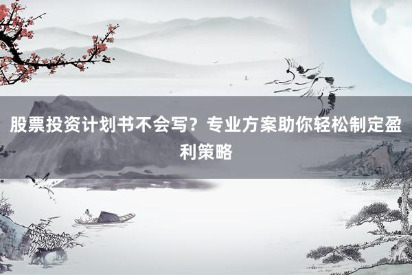 股票投资计划书不会写？专业方案助你轻松制定盈利策略